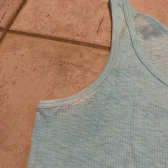 💜 Joe Fresh Ribbed Henley Tank Top Light Blue Size Large Sleeveless Knit Summer - Picture 7 of 7